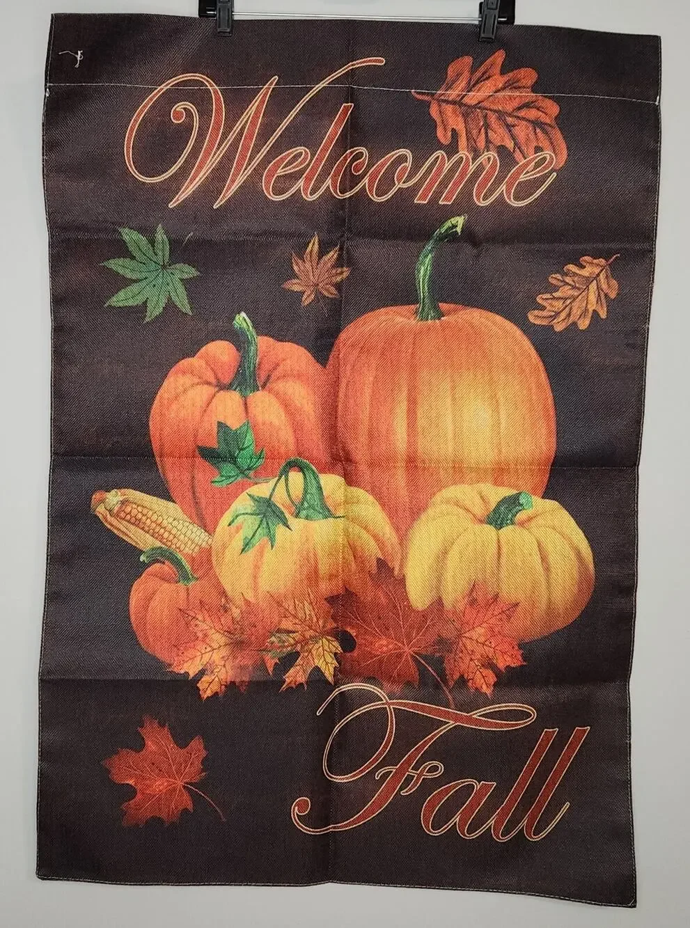 Canvas Welcome Fall Autumn Pumkin Garden Flag Banner 27